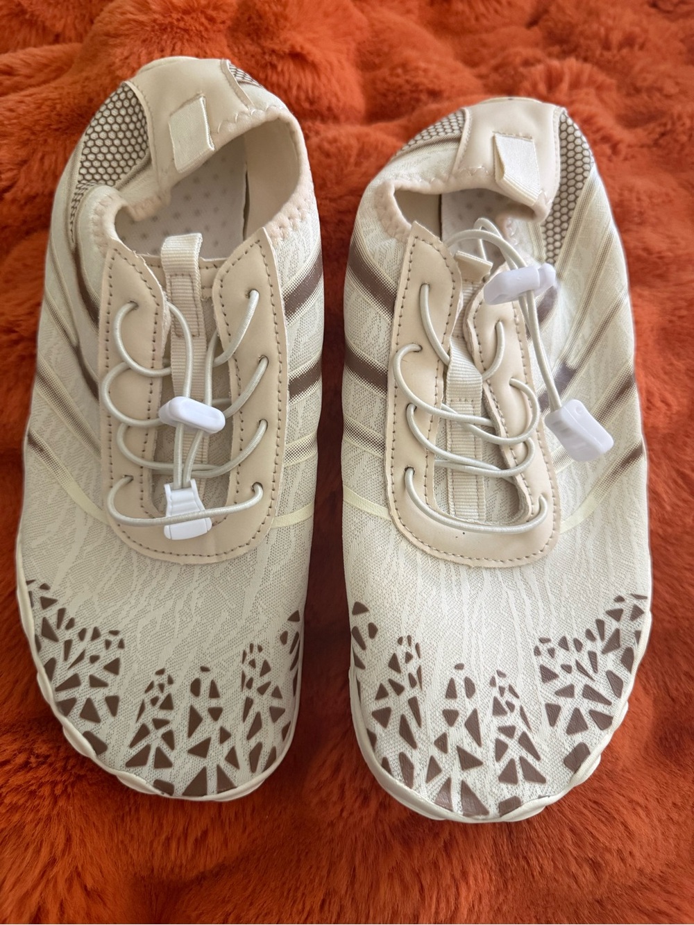 Peak Performance Women's Cream Athletic Slip-On Shoes with Brown Accents